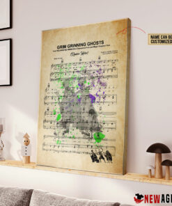 Grim Grinning Ghosts Sheet Music Haunted Mansion Hitchhiking Ghosts over Poster Canvas 2