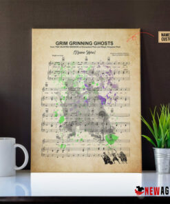 Grim Grinning Ghosts Sheet Music Haunted Mansion Hitchhiking Ghosts over Poster Canvas 5