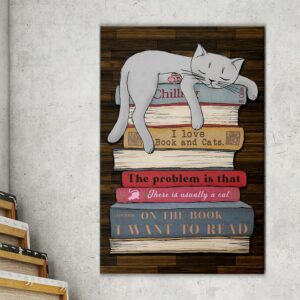 I Love Book and Cat Canvas Poster 3