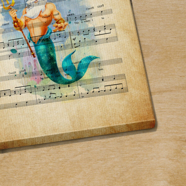 King Triton The Litte Mermaid The World Above Sheet Music Poster Canvas