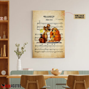 Lady and the Tramp Belle Note Sheet Music Poster Canvas 4