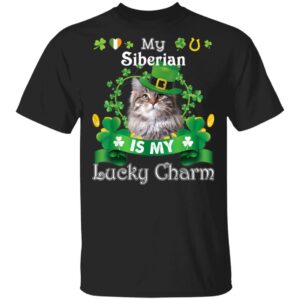 My Siberian Cat Is Lucky Charm Leprechaun St Patrick Day T-Shirt, Long Sleeve, Hoodie