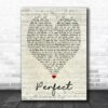 Perfect Ed Sheeran Script Heart Quote Song Lyric Poster Canvas