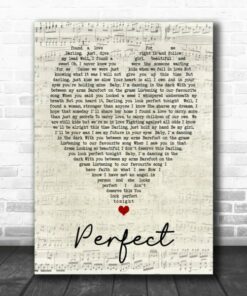 Perfect Ed Sheeran Script Heart Quote Song Lyric Poster Canvas 2