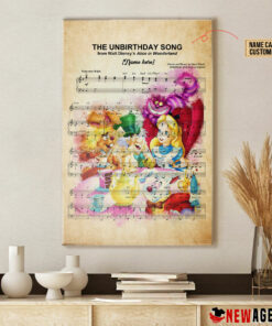 Personalized Alice in Wonderland The Unbirthday Song Sheet Music Poster Canvas 1