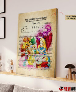 Personalized Alice in Wonderland The Unbirthday Song Sheet Music Poster Canvas 1 Personalized Alice in Wonderland The Unbirthday Song Sheet Music Poster Canvas 2