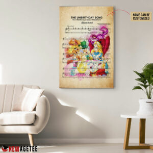 Personalized Alice in Wonderland The Unbirthday Song Sheet Music Poster Canvas 4