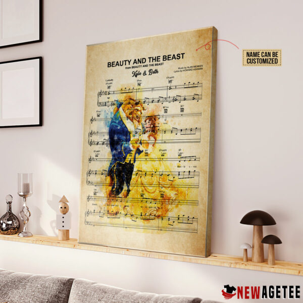 Personalized Belle And Beast Beauty and the Beast Sheet Music Poster Canvas