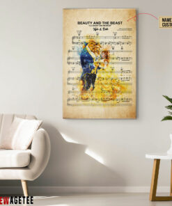 Personalized Belle And Beast Beauty and the Beast Sheet Music Poster Canvas 4