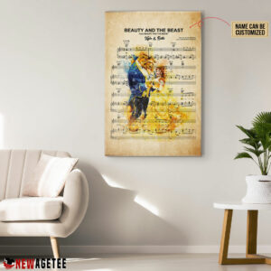 Personalized Belle And Beast Beauty and the Beast Sheet Music Poster Canvas 4