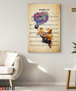 Personalized Carl Russell Dug Up Balloon House Married Life Sheet Music Poster Canvas 4