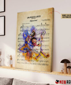 Personalized Coco Miguel and Hector Un Poco Loco Sheet Music Poster Canvas 2