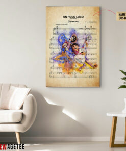 Personalized Coco Miguel and Hector Un Poco Loco Sheet Music Poster Canvas 4