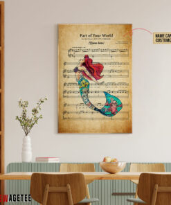 Personalized Little Mermaid Ariel Part of Your World Sheet Music Poster Canvas 4