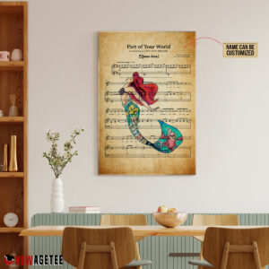 Personalized Little Mermaid Ariel Part of Your World Sheet Music Poster Canvas 4