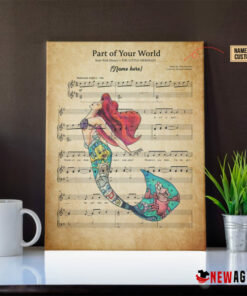 Personalized Little Mermaid Ariel Part of Your World Sheet Music Poster Canvas 5