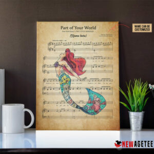 Personalized Little Mermaid Ariel Part of Your World Sheet Music Poster Canvas 5