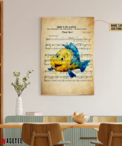 Personalized Little Mermaid Flounder She's In Love Sheet Music Poster Canvas 3 Personalized Little Mermaid Flounder Shes In Love Sheet Music Poster Canvas 4