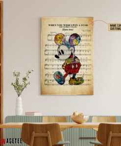 Personalized Mickey Mouse When You Wish Upon A Star Sheet Music Poster Canvas 4