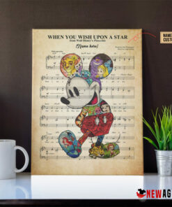Personalized Mickey Mouse When You Wish Upon A Star Sheet Music Poster Canvas 5