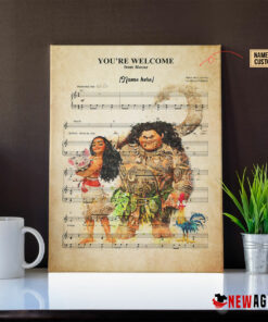 Personalized Moana Maui Youre Welcome Sheet Music Poster Canvas 1