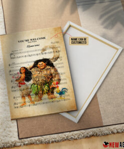 Personalized Moana Maui Youre Welcome Sheet Music Poster Canvas 2