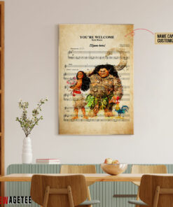 Personalized Moana Maui Youre Welcome Sheet Music Poster Canvas 4