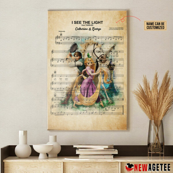 Personalized Tangled Rapunzel I See The Light Sheet Music Poster Canvas