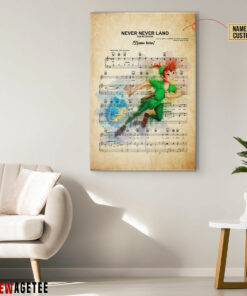 Peter Pan Never Neverland Sheet Music Poster Canvas 3 Peter Pan Never Neverland Sheet Music Poster Canvas 4