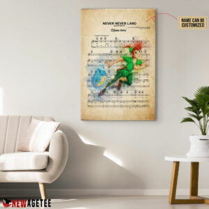 Peter Pan Never Neverland Sheet Music Poster Canvas 4