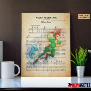 Peter Pan Never Neverland Sheet Music Poster Canvas 5