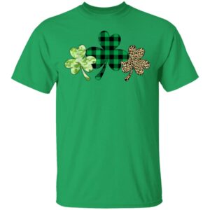 Plaid Shamrock Shirt Leopard Camouflage Fun St Patricks Day T-Shirt