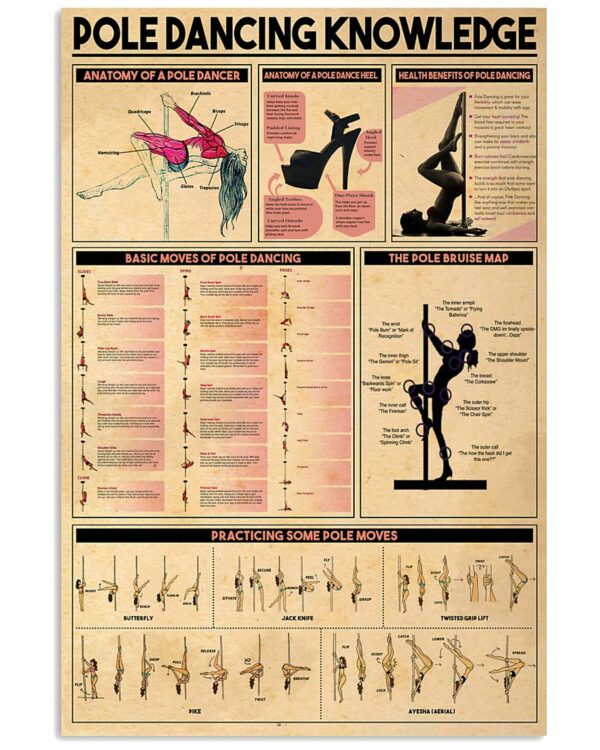 Pole Dancing Knowledge Vintage Poster, Canvas