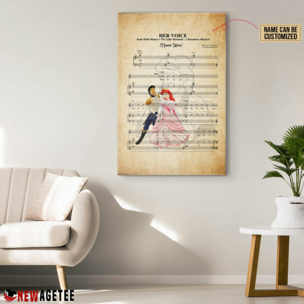 Prince Eric The Litte Mermaid Her Voice Sheet Music Poster Canvas