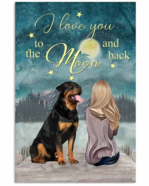 Rottweiler I Love You To The Moon And Back Poster, Canvas