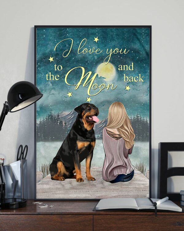 Rottweiler I Love You To The Moon And Back Poster, Canvas