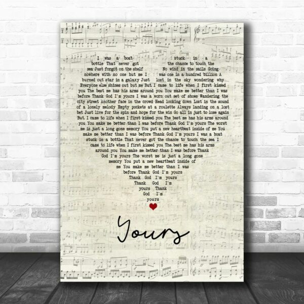 Russell Dickerson Yours Script Heart Quote Song Lyric Poster Canvas