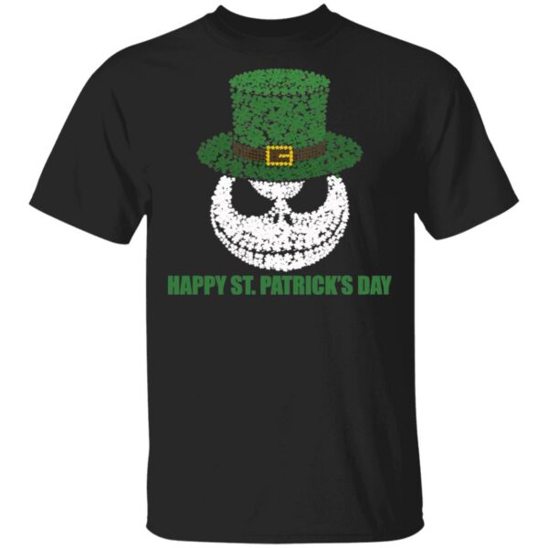 Skellington Head Irish Four-Leaf Clover Nightmare Before Christmas Happy St Patrick’s Day Shirt