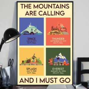 The Mountains Are Calling And I Must Go Vintage Poster Canvas 3