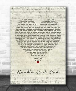 Tim McGraw Humble And Kind Script Heart Song Lyric Poster Canvas 1