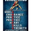 Wrestling Goals Skills Strength Expect To Win Vintage Poster, Canvas