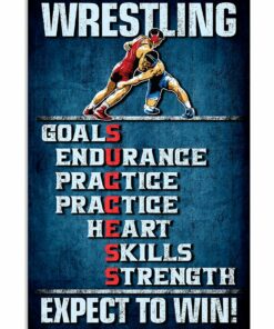 Wrestling Goals Skills Strength Expect To Win Vintage Poster Canvas 1