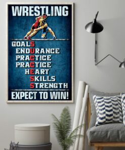 Wrestling Goals Skills Strength Expect To Win Vintage Poster Canvas 2