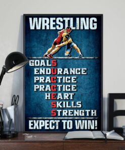 Wrestling Goals Skills Strength Expect To Win Vintage Poster Canvas 3