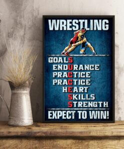 Wrestling Goals Skills Strength Expect To Win Vintage Poster Canvas 4