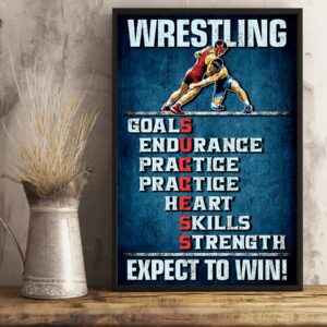 Wrestling Goals Skills Strength Expect To Win Vintage Poster Canvas 4