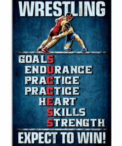 Wrestling Goals Skills Strength Expect To Win Vintage Poster Canvas 5