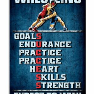 Wrestling Goals Skills Strength Expect To Win Vintage Poster Canvas 5