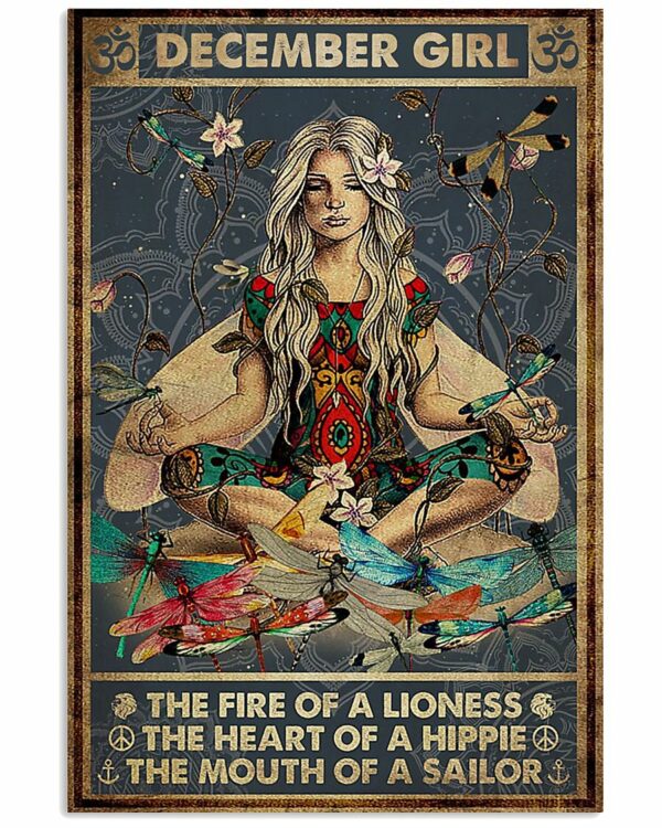 Yoga December Girl The Fire Of A Lioness The Heart Of Hippie Poster Poster, Canvas