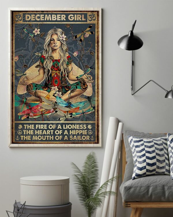 Yoga December Girl The Fire Of A Lioness The Heart Of Hippie Poster Poster, Canvas